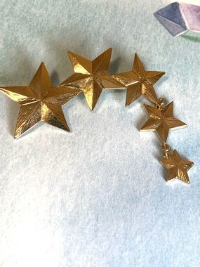Ultra Craft Gold toned Falling Cascading Star Statement Brooch